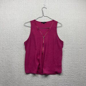 Ambiance Sleeveless Zip Front Top Pink Blouse Women’s M Minimalist Summer Top
